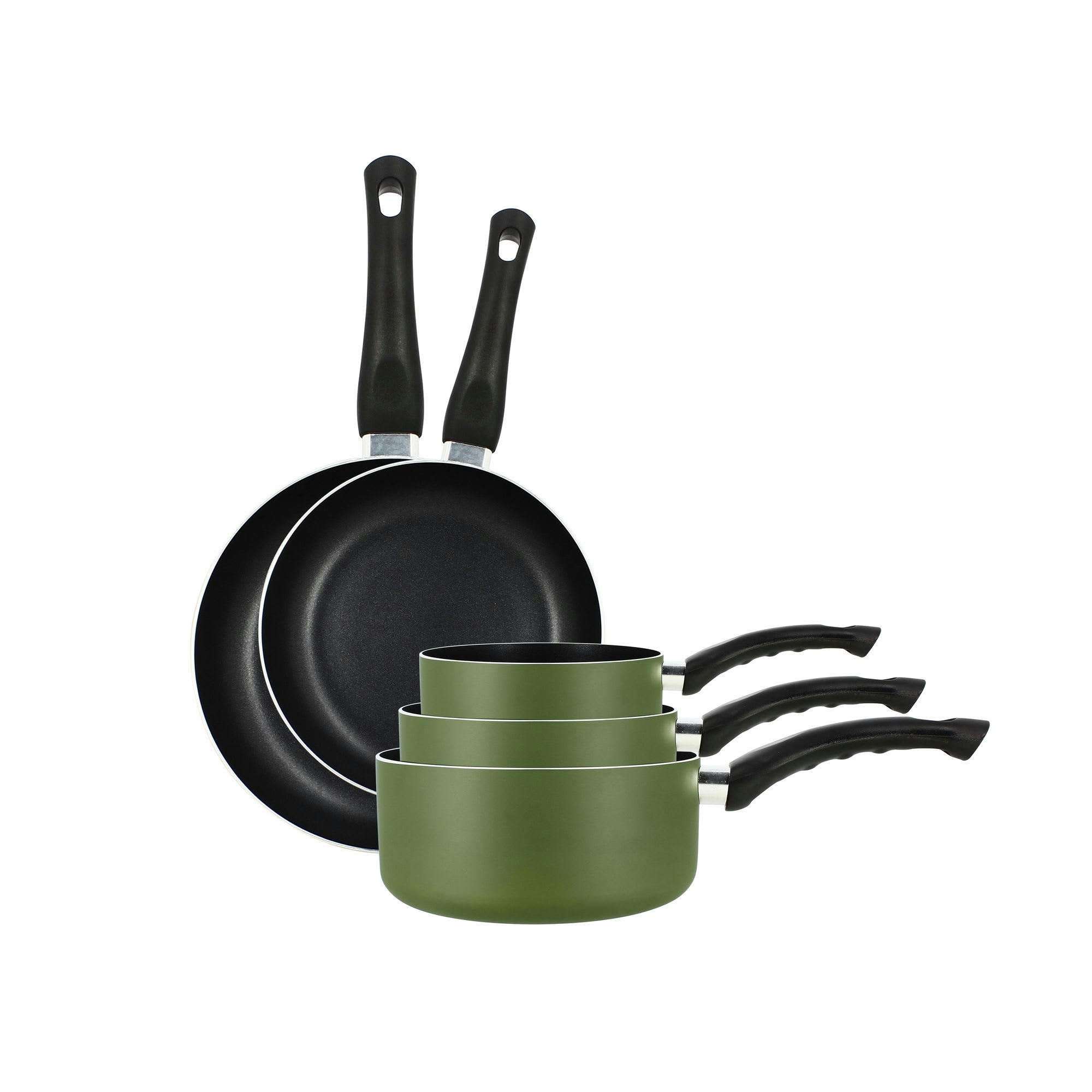 OLIVIA - Batterie de cuisine 5 pièces en aluminium vert - compatible induction