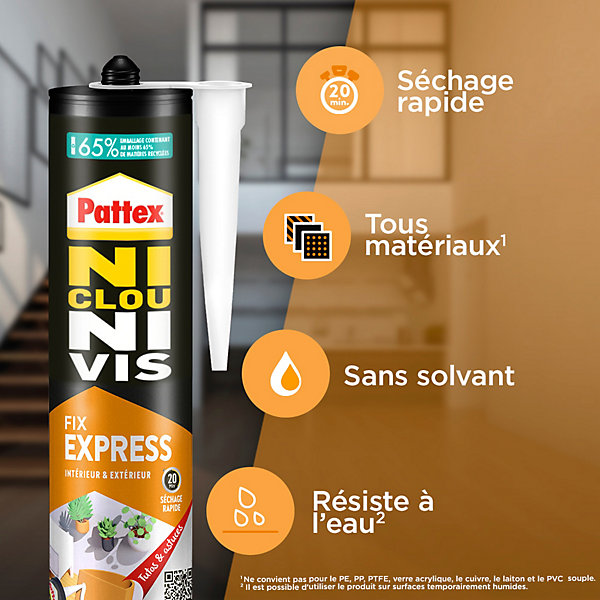 Colle Fixation One For All Express Pattex cartouche 390g