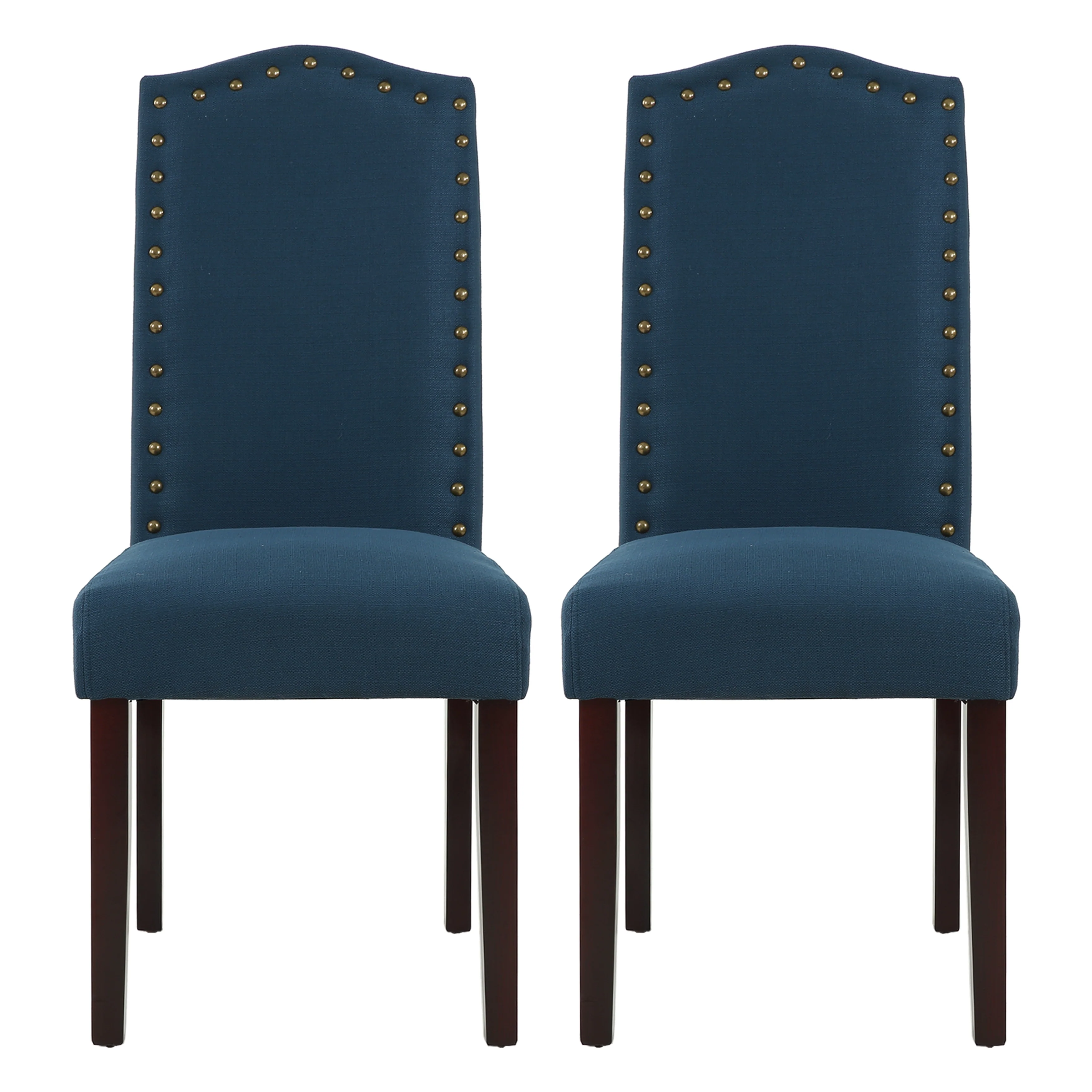 Fabric Upholstered Nailhead Trim Parson Dining Chairs Set of 2