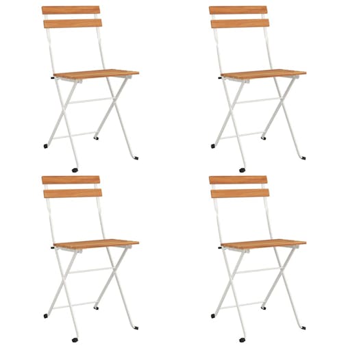 NNEVL Folding Bistro Chairs 4 pcs Solid Wood Acacia and Steel