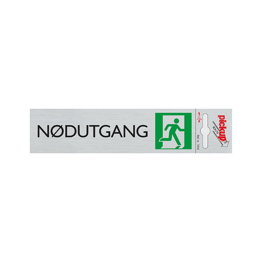 SKILT PICKUP NØDUTGANG ALU 165 X 44 MM