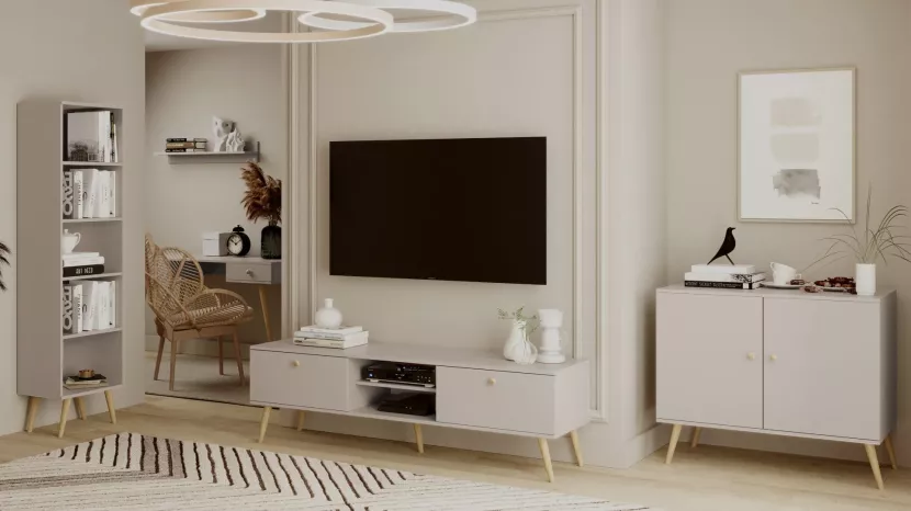 Komoda LEBEL z drzwiczkami 100cm kaszmirowa