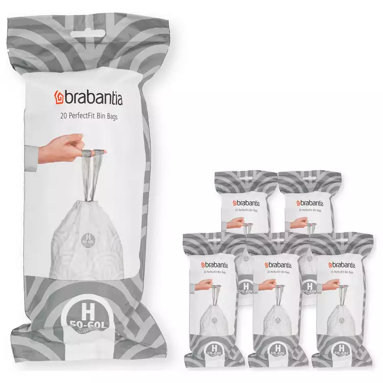 Brabantia 60L PerfectFit Code H Bin Liners - Pack of 120