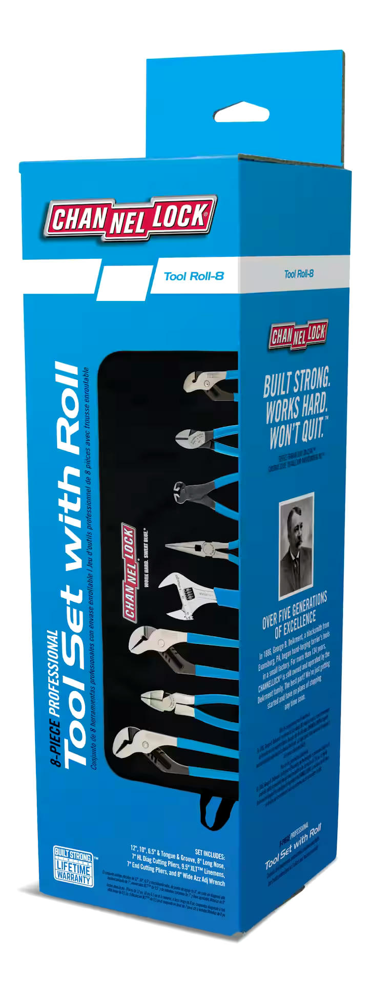 Channellock® Tool Roll-8 Professional Tool Set/Pliers Set with Tool Roll, XLT, WideAzz® Jaws, 8-pc