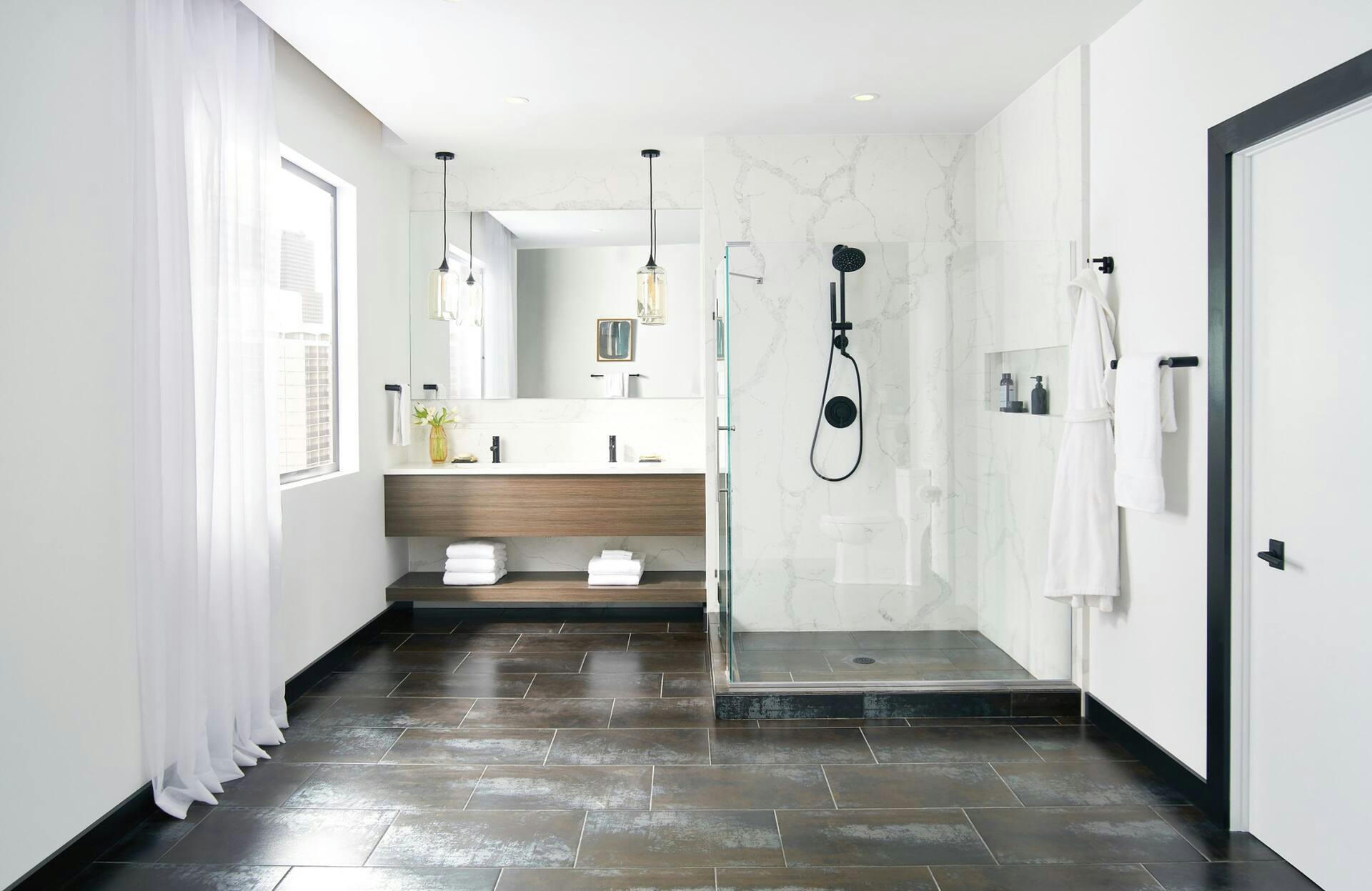 Moen Align Posi-Temp Pressure Balancing Modern Tub & Shower Valve Trim Kit, Valve Required, Matte Black