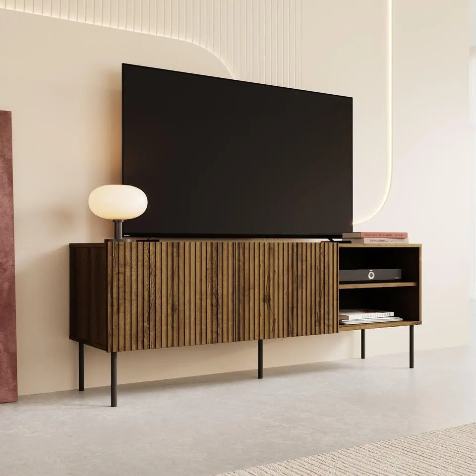 Meubella - TV-Meubel Tartagal - Donkerbruin eiken - 150 cm