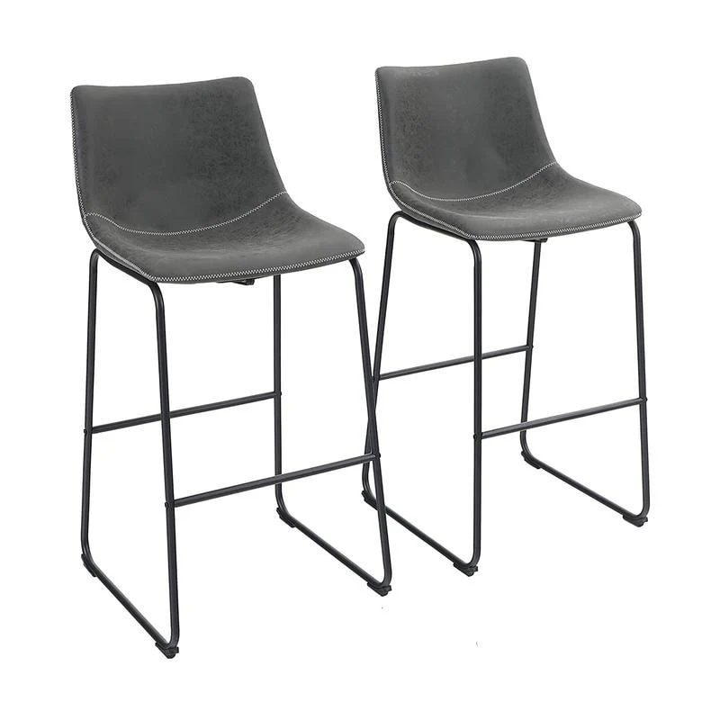 PHI VILLA Square PU Leather Counter Height Kitchen Bar Stools with Back, Set of 2