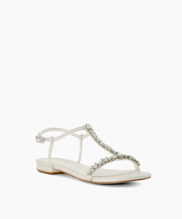 Nuptuals Ivory - Jewel Embellished Flat Wedding Sandals