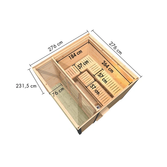 Saunahaus »Harju«, BxTxH: x 276 x 276 x 231,5 cm, 9 kW Ofen, für 5 Personen