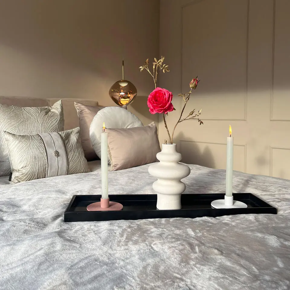 QUVIO Kaarsenstandaard rond - Keramiek - Terra Cotta