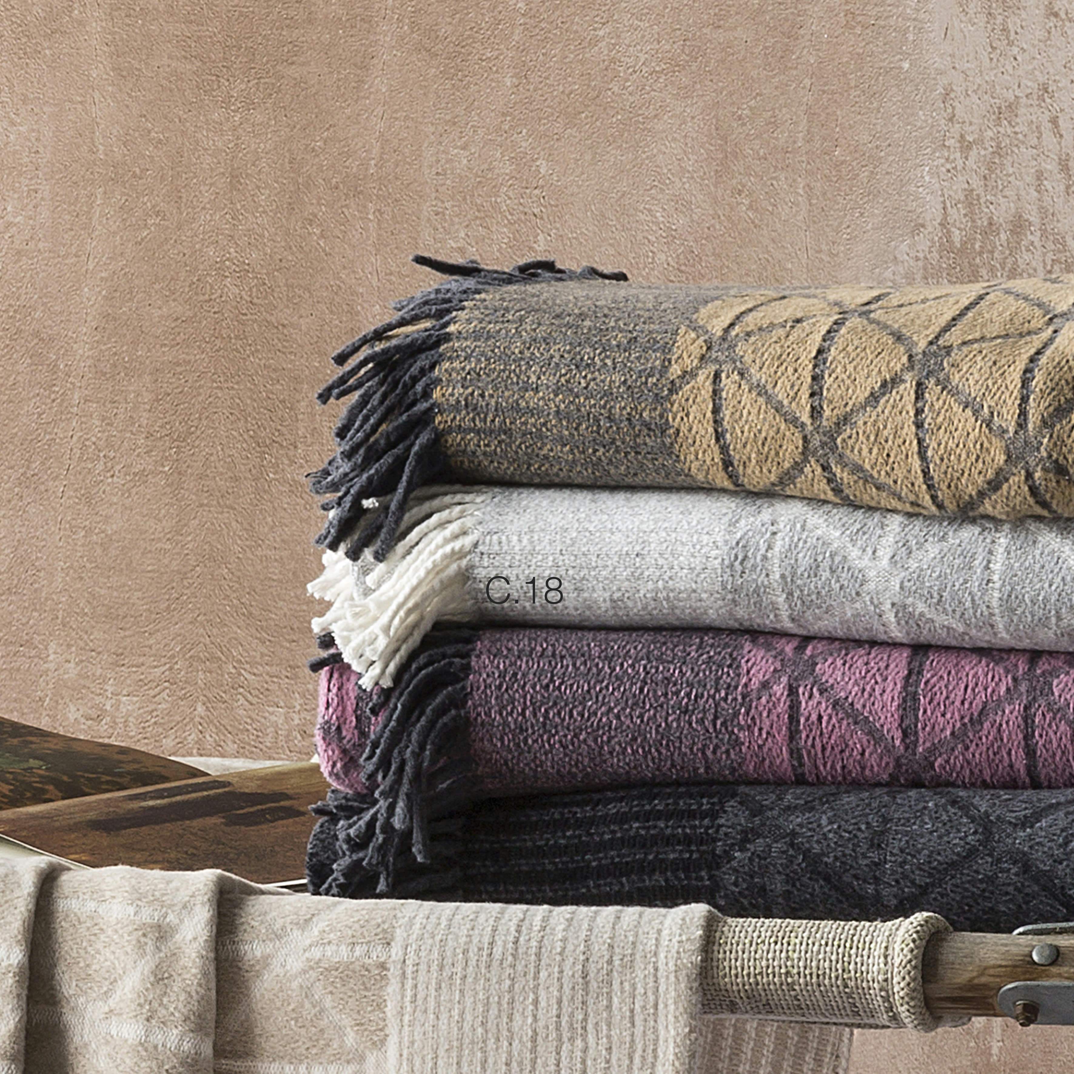 KALET - Plaid en coton gris 130x170