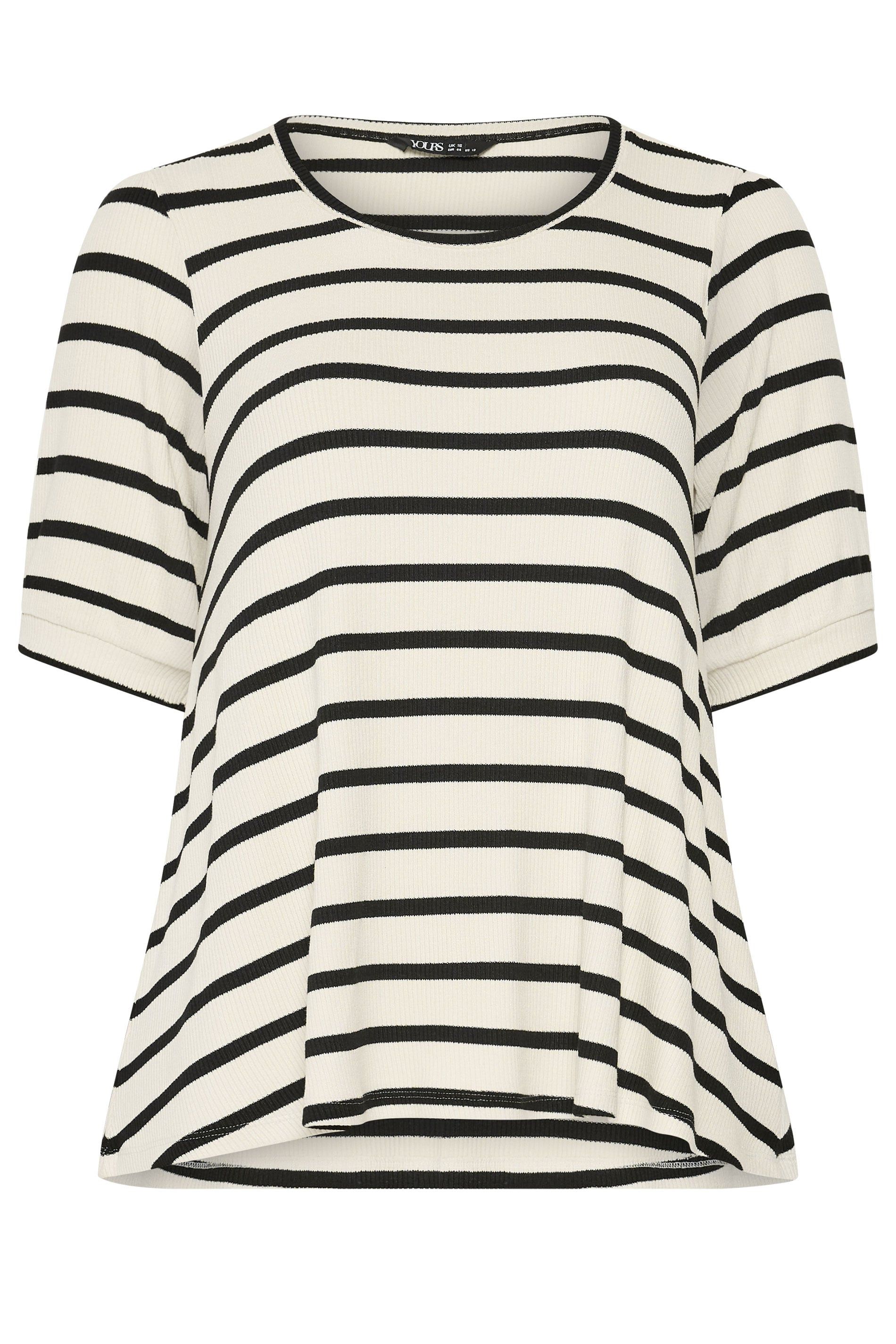Yours Stripe Puff Sleeve Top