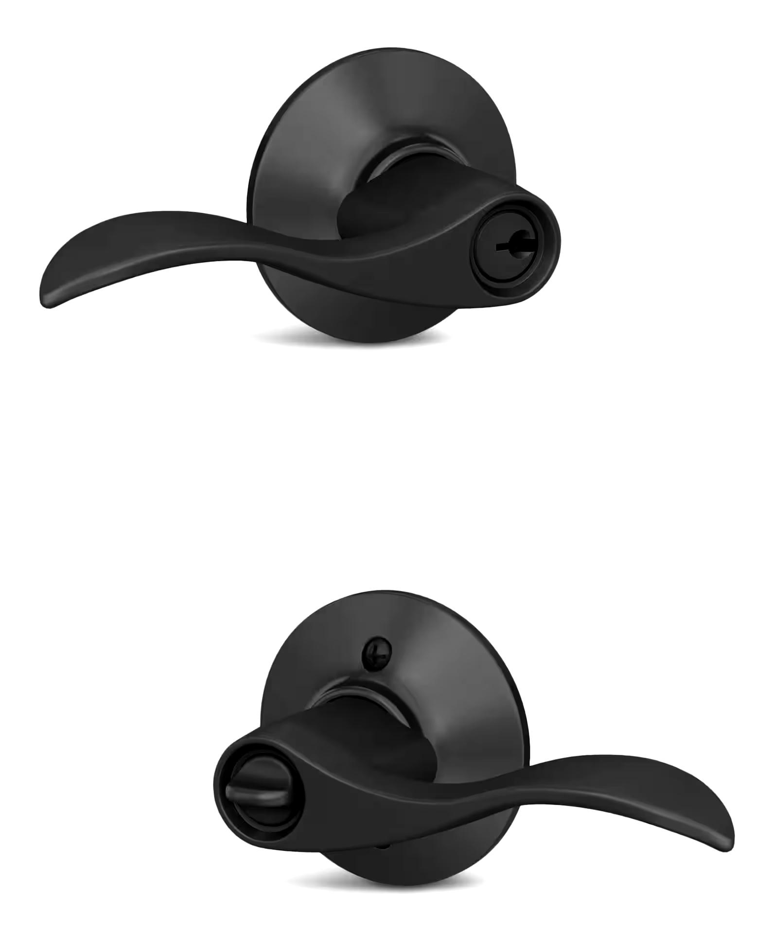 Schlage Accent Entry Keyed Door Lever Lock Set, Matte Black