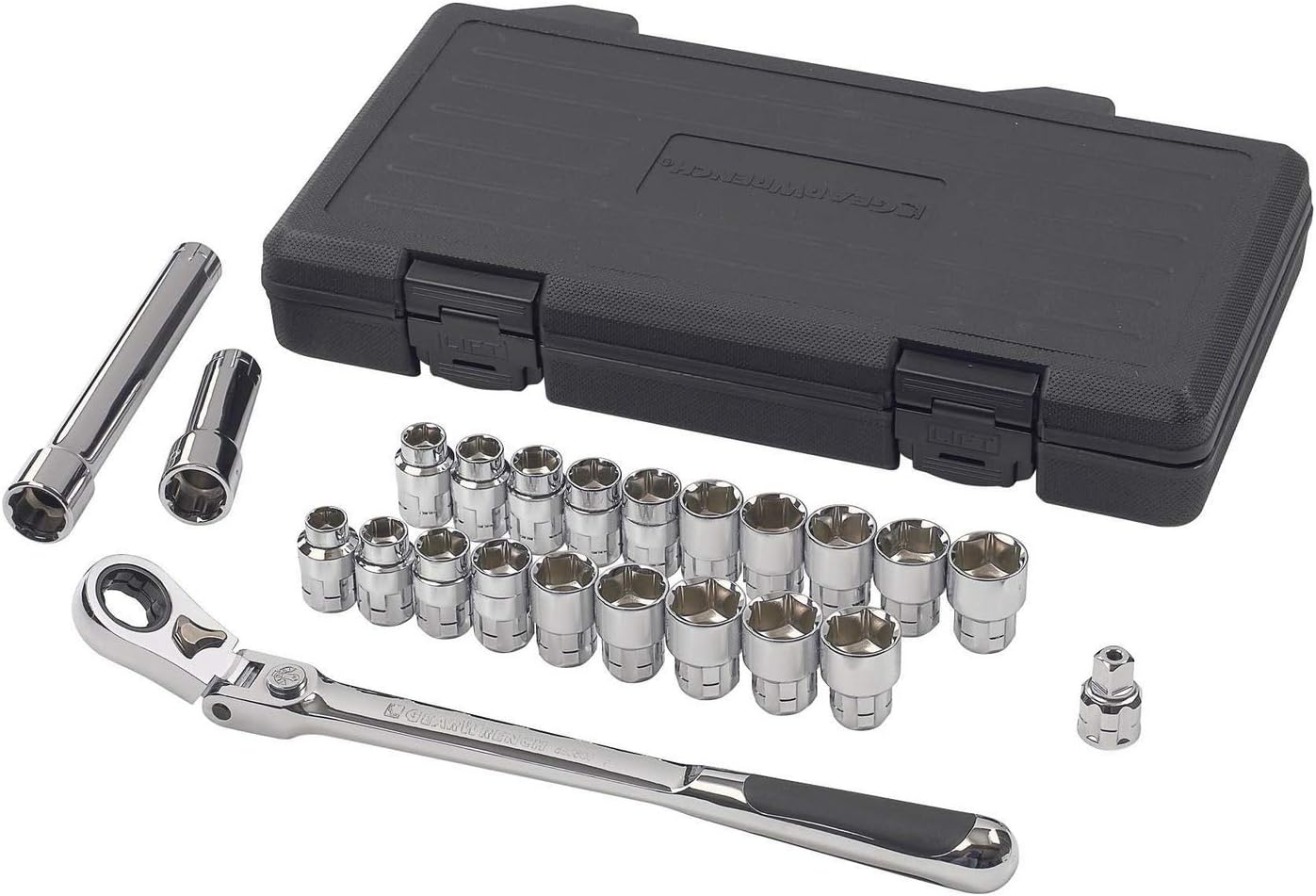 GEARWRENCH 23 Piece 3/8 Drive Pass-Thru™ 6 Point Standard SAE/Metric Mechanics Tool Set | 893823