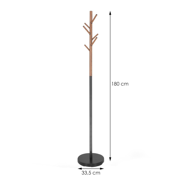 Wieszak na ubrania 180cm stojak podłogowy czarny, drewno