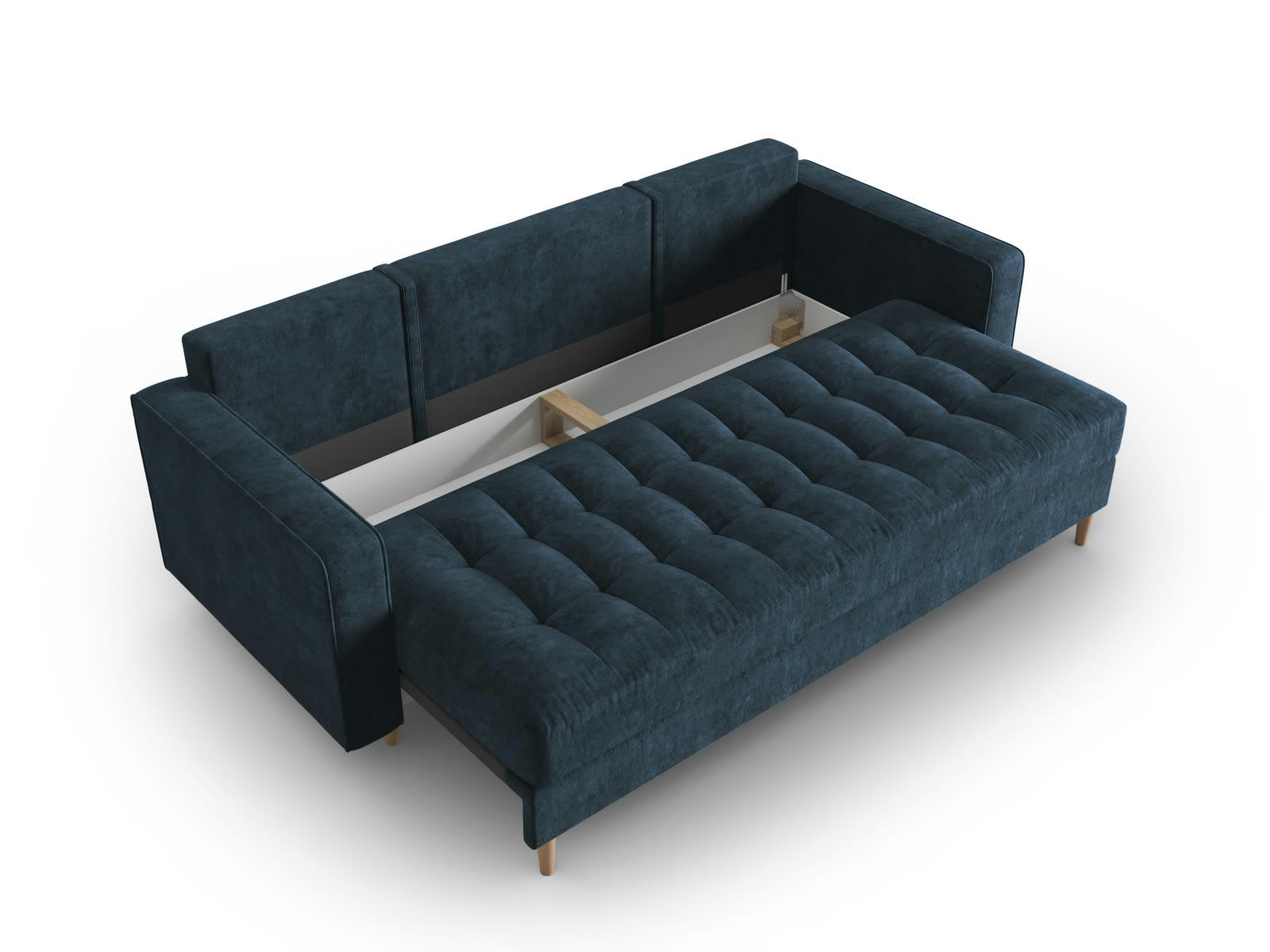 GOBI - Canapé convertible 3 places en tissu structuré bleu foncé