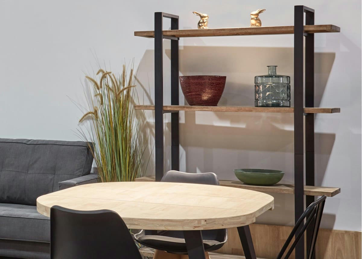 MATAKI - Étagère haute bois et acier noir