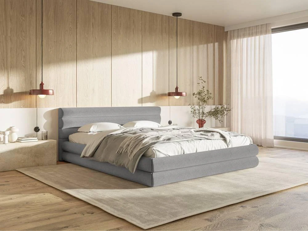 Gestoffeerd bed Alvaro chenille 160 x 200 met beddengoedcontainer