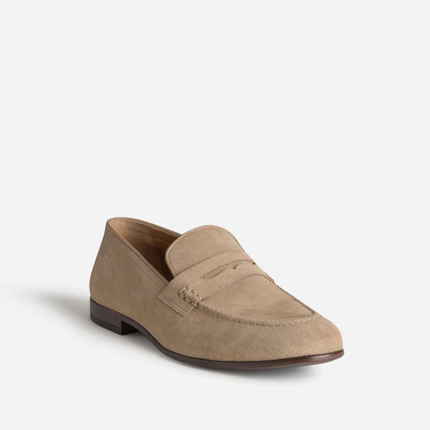 Mocassin beige cuir velours