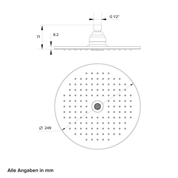 Kopfbrause mit zwei Strahlarten, Messing, schwarz matt