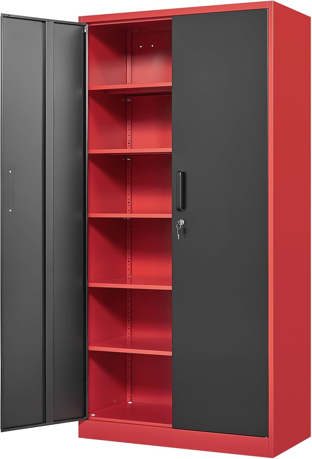 Yizosh Metal Storage Cabinet with Lock Doors and 5 Adjustable Shelves,- 72 Garage Storage Cabinet for Home,Office,Garage,School