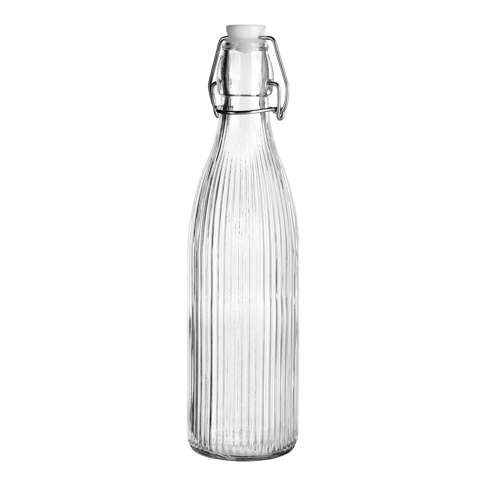 Bügelverschlussflasche Riffel Klar, ⌀ 7 cm, H 270 mm