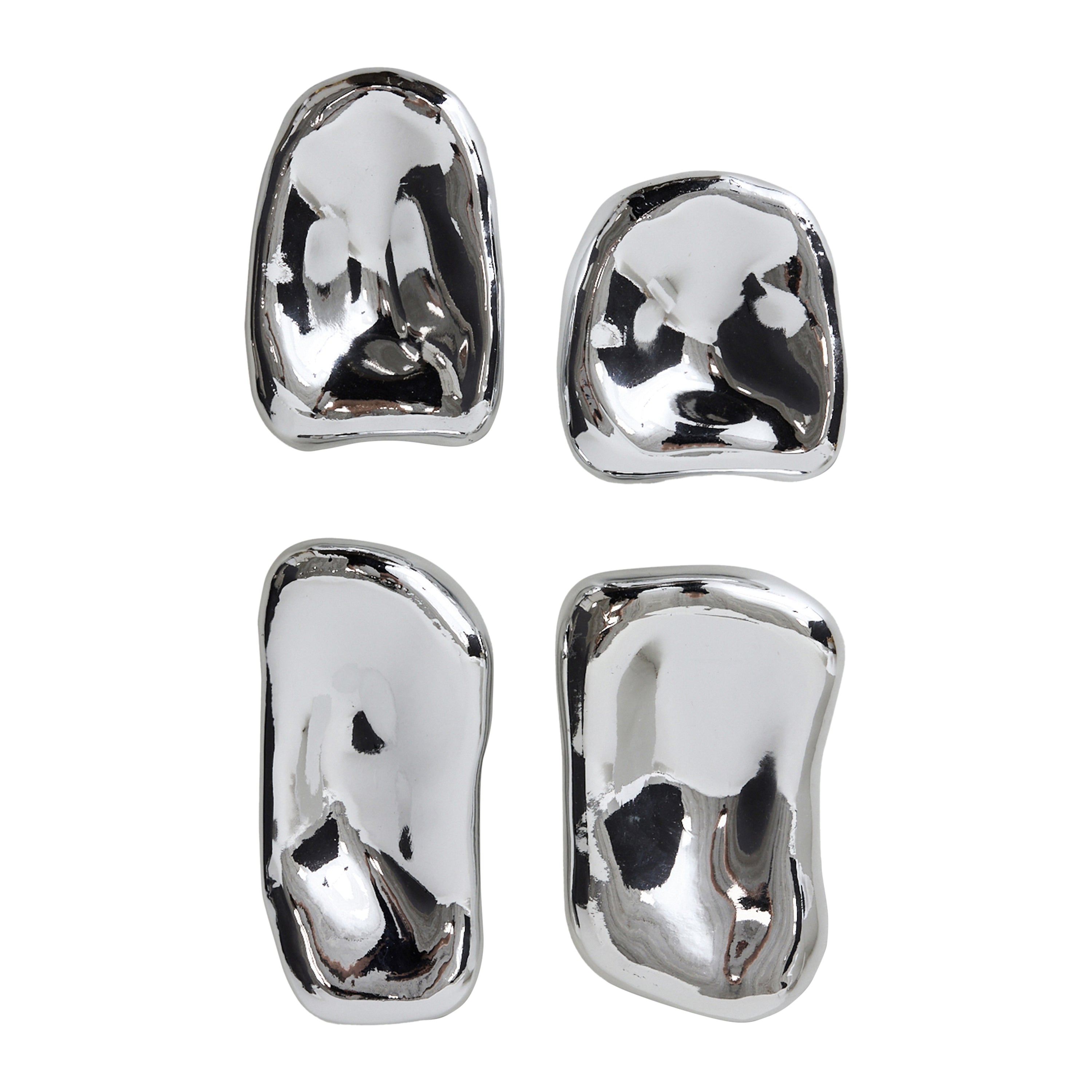 HKliving Sculpture Wandornament - Set van 4 - Chrome