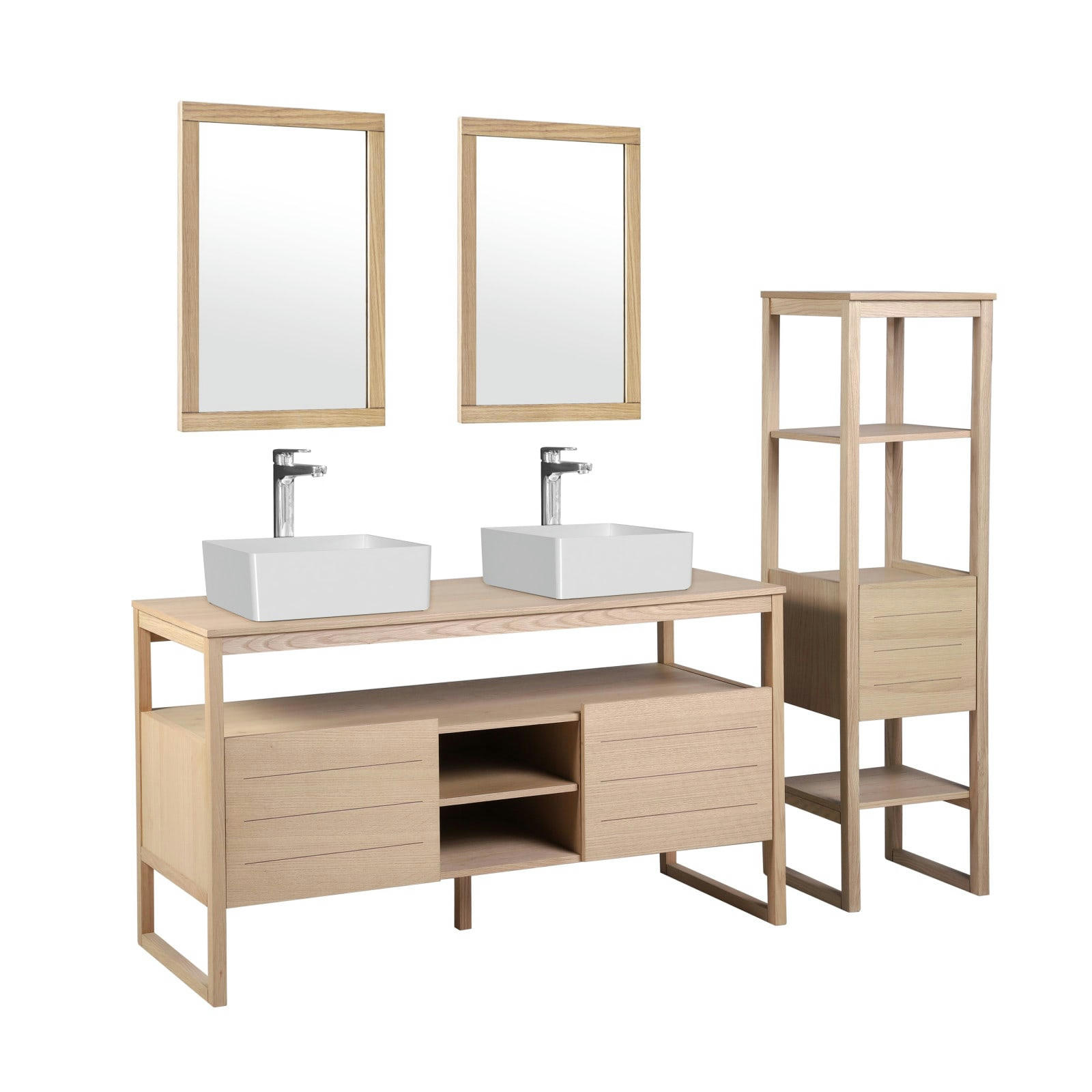 ATOLL - Meuble de salle de bain avec colonne, miroirs et vasques