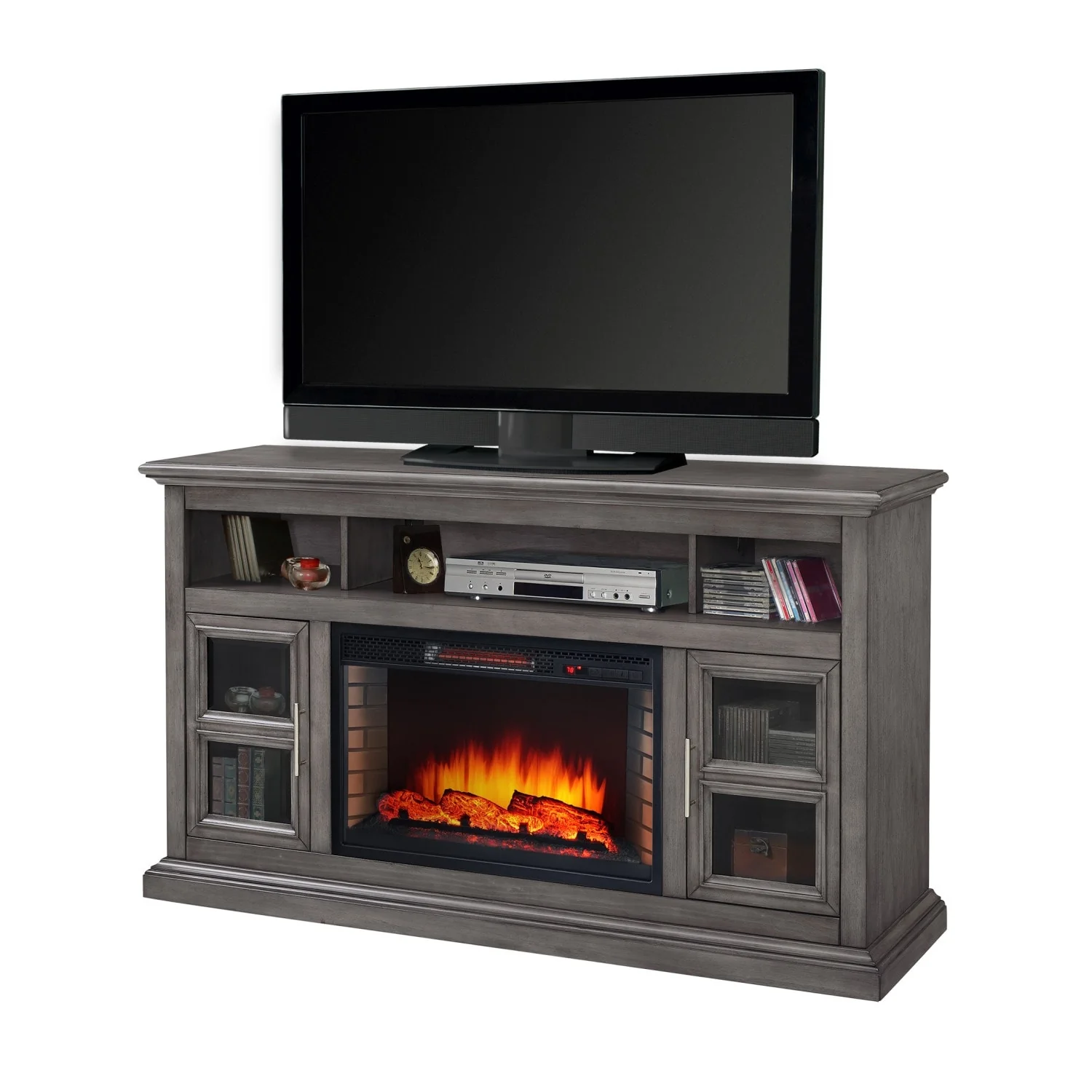 Muskoka Glendale 58-in TV Stand Electric Fireplace Dark Weathered Grey - 58 inches