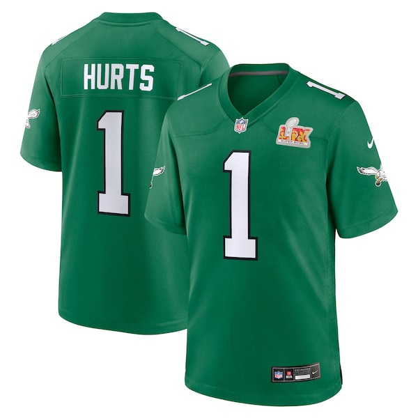 Jalen Hurts Philadelphia Eagles Nike Super Bowl LIX 2nd Alternate Game Jersey - Kelly Green