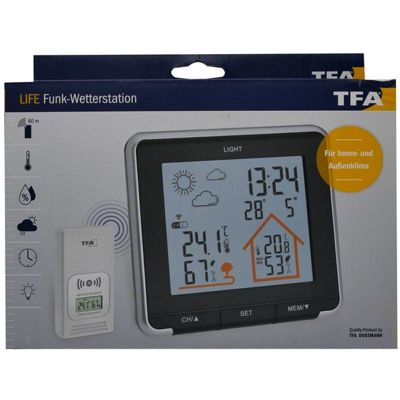 Funk-Wetterstation, Breite: 13,8 cm, Temperaturbereich: -30 bis 70 °C