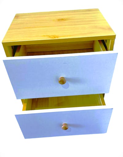 NNECN Wooden Bedside Cabinet with Two Drawers and Sturdy Legs