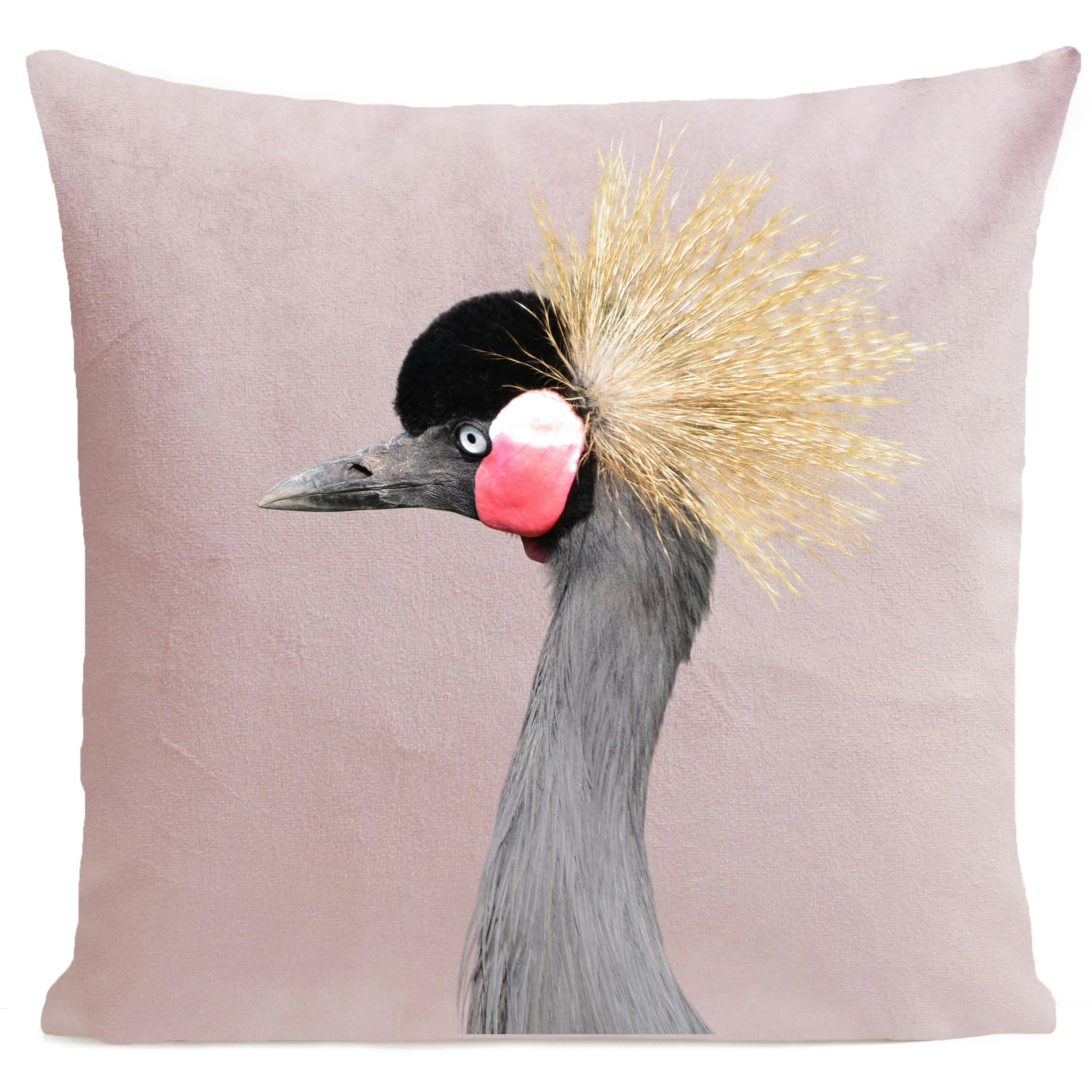 - Coussin campagne oiseau suédine rose 40x40cm