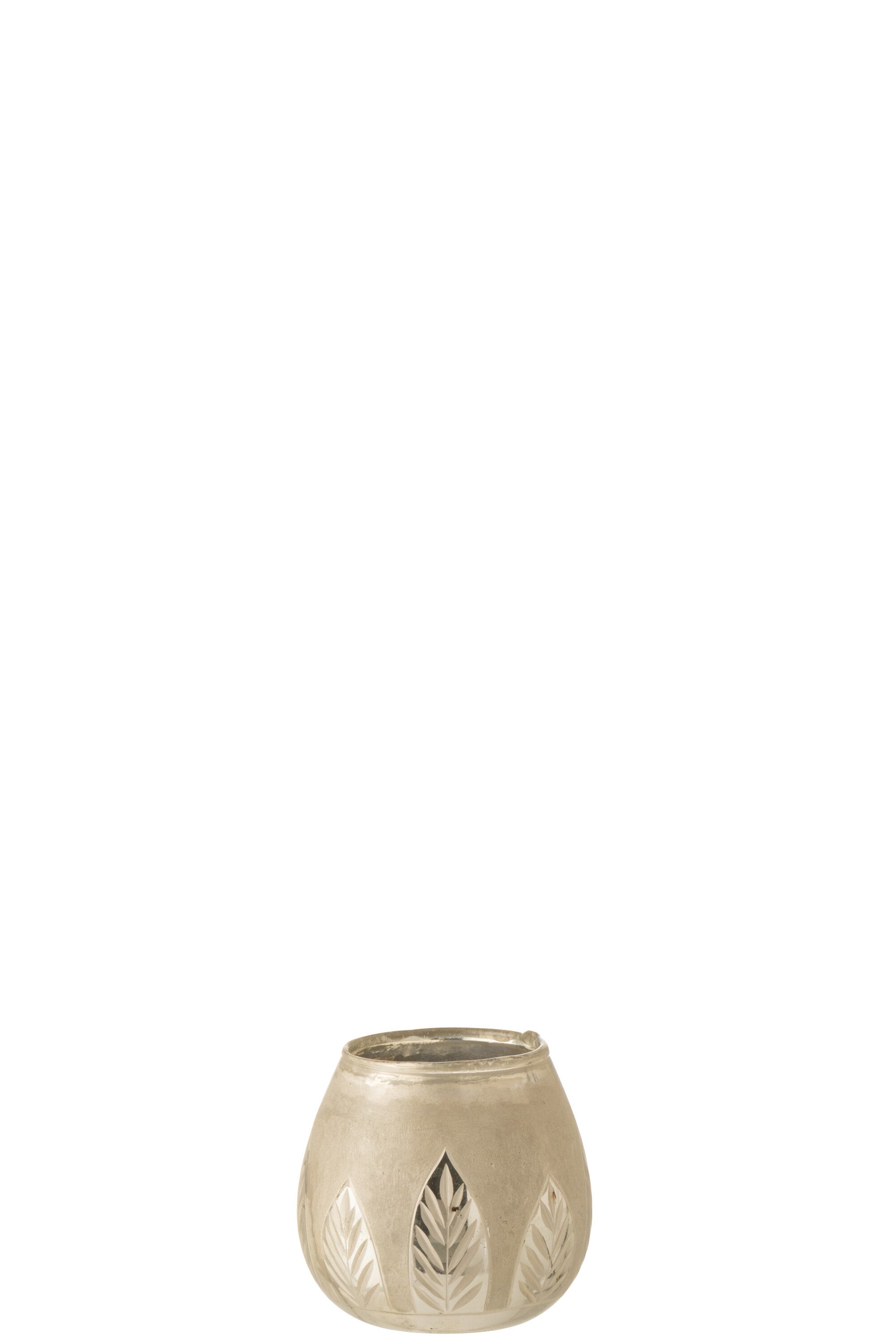 J-Line kaarshouder Blad Rond - glas - zilver - small