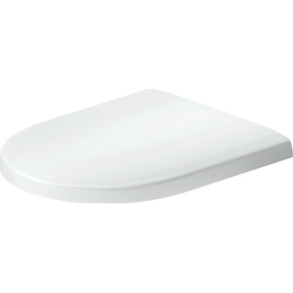 Abattant WC plastique Blanc forme D, Lunette toilettes universel à frein de chute / fermeture amortie - 37,7x44x5cm - Univavo