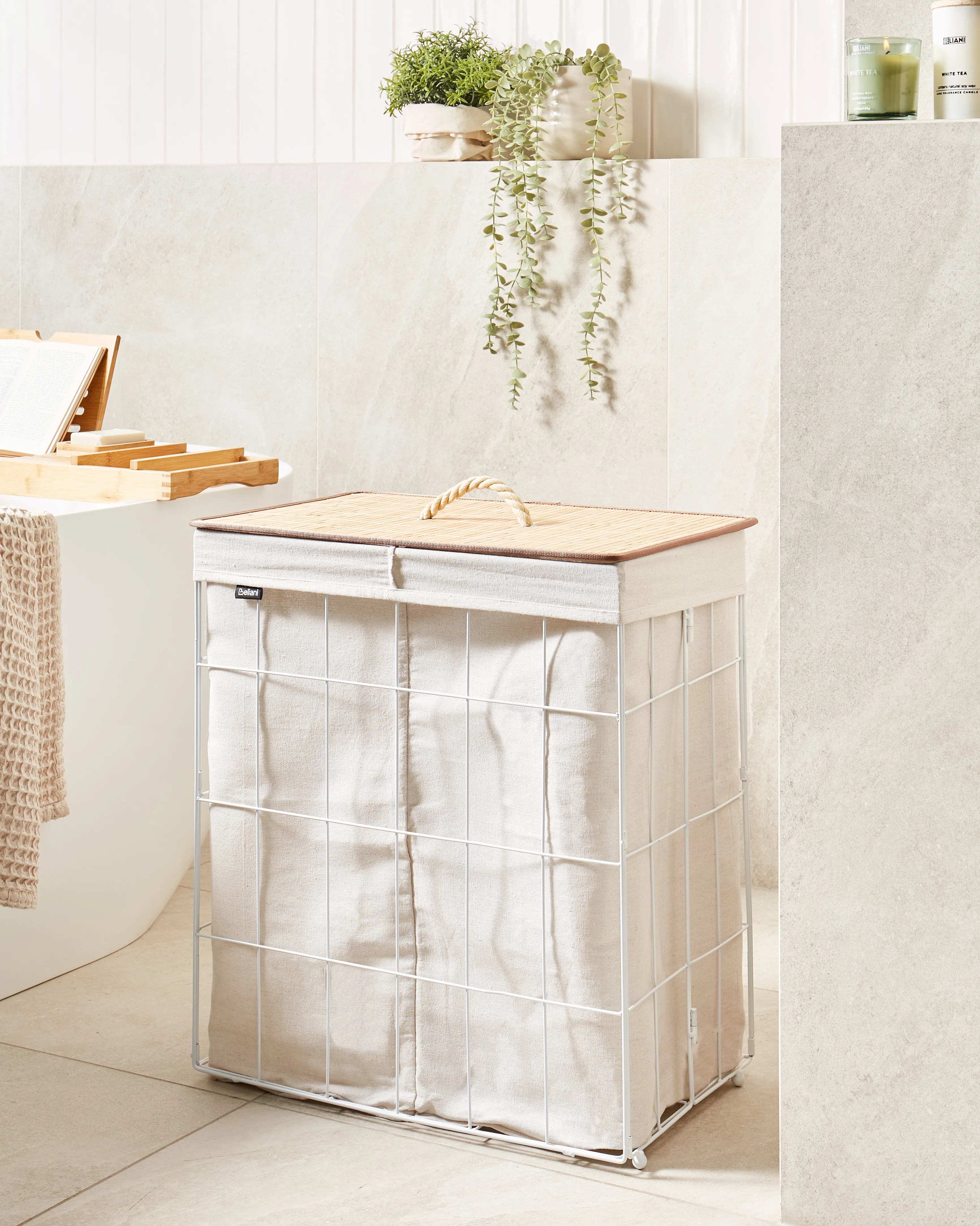 Laundry Basket MIRISSA Metal White 100 L
