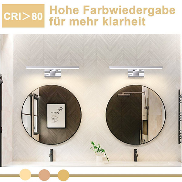 NETTLIFE Applique miroir LED 6W 30CM Etanche IP44 Chrome Moderne Blanc Neutre 4000K