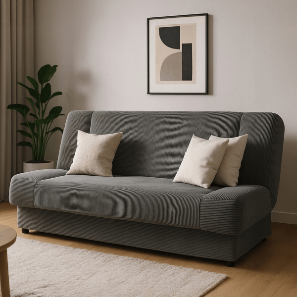 Wersalka Rozkładana Sofa Z Funkcją Spania Dwuosobowa Ciemnoszary PIANO