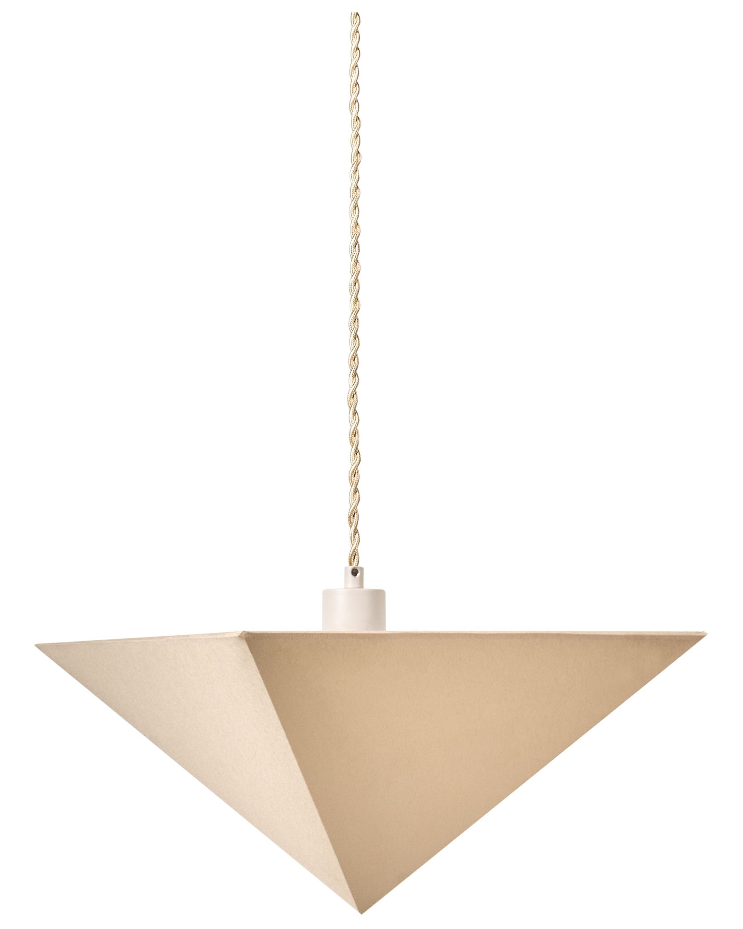 Lampa wisząca z materiałowym abażurem beżowa
