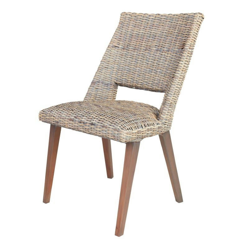 GABY - Chaise en rotin tressé gris