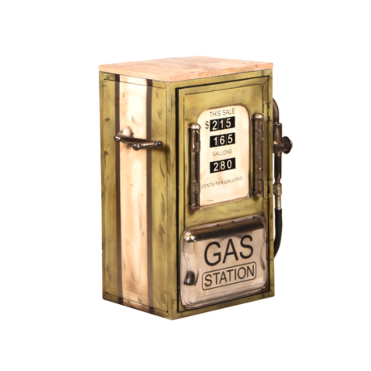 StarFurn Sidetable Vintage Gas Station - Groen Metaal - 57x36x71cm
