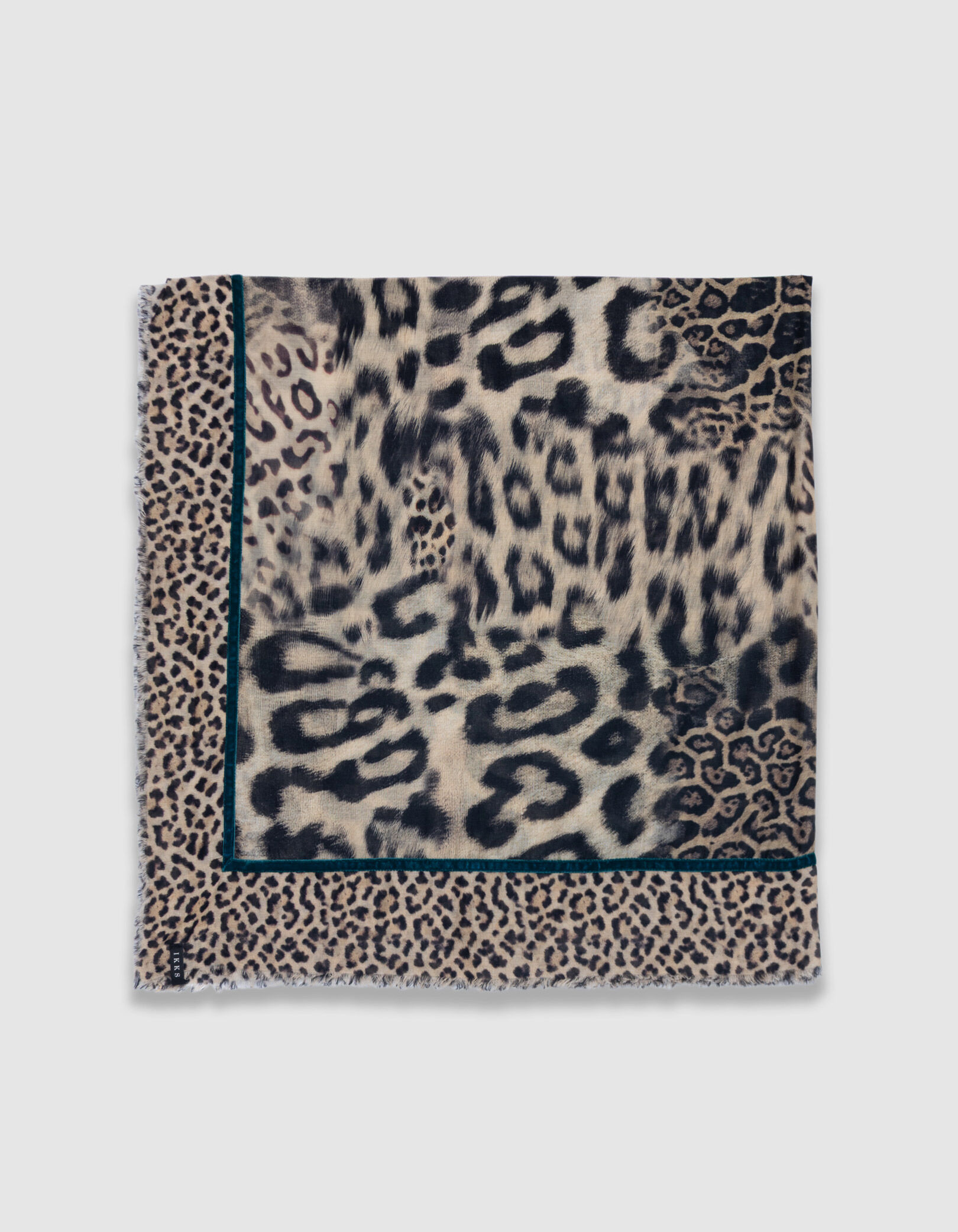 Foulard carré beige mix motifs léopard Femme