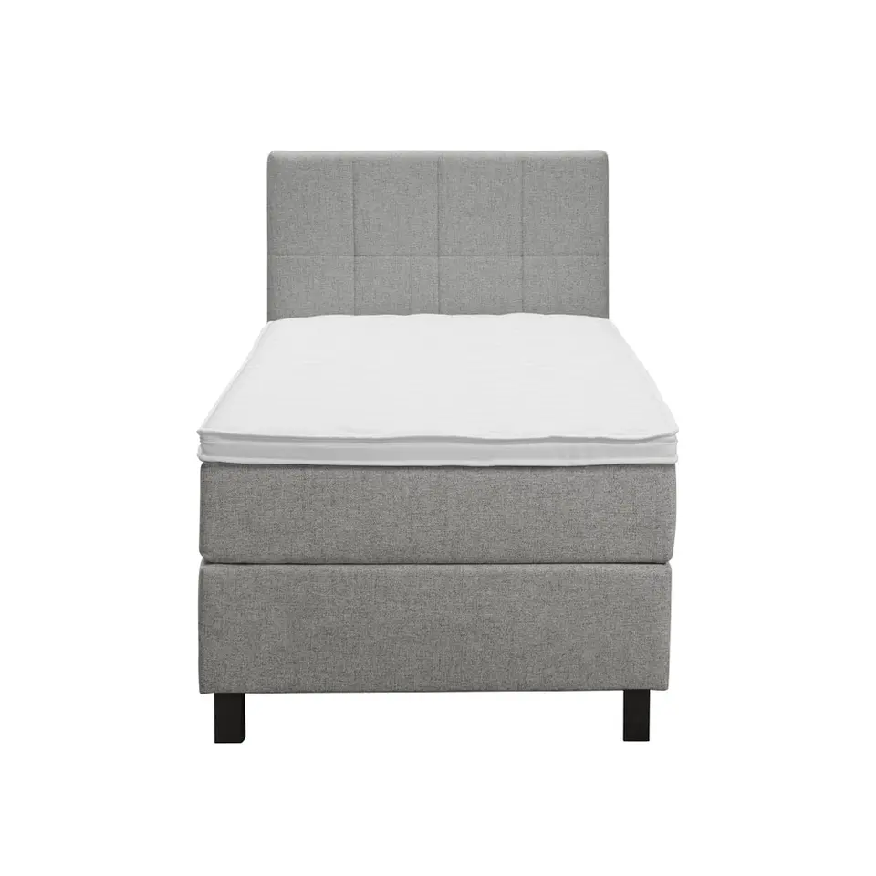 Boxspring Liv geblokt - lichtgrijs - 90x200 cm - vierkante poot