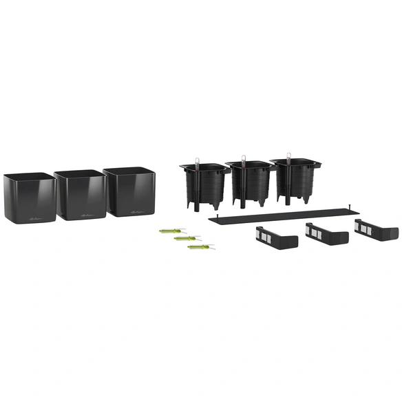 Pflanzgefäß »CUBE Glossy«, Kunststoff, anthrazit, rechteckig