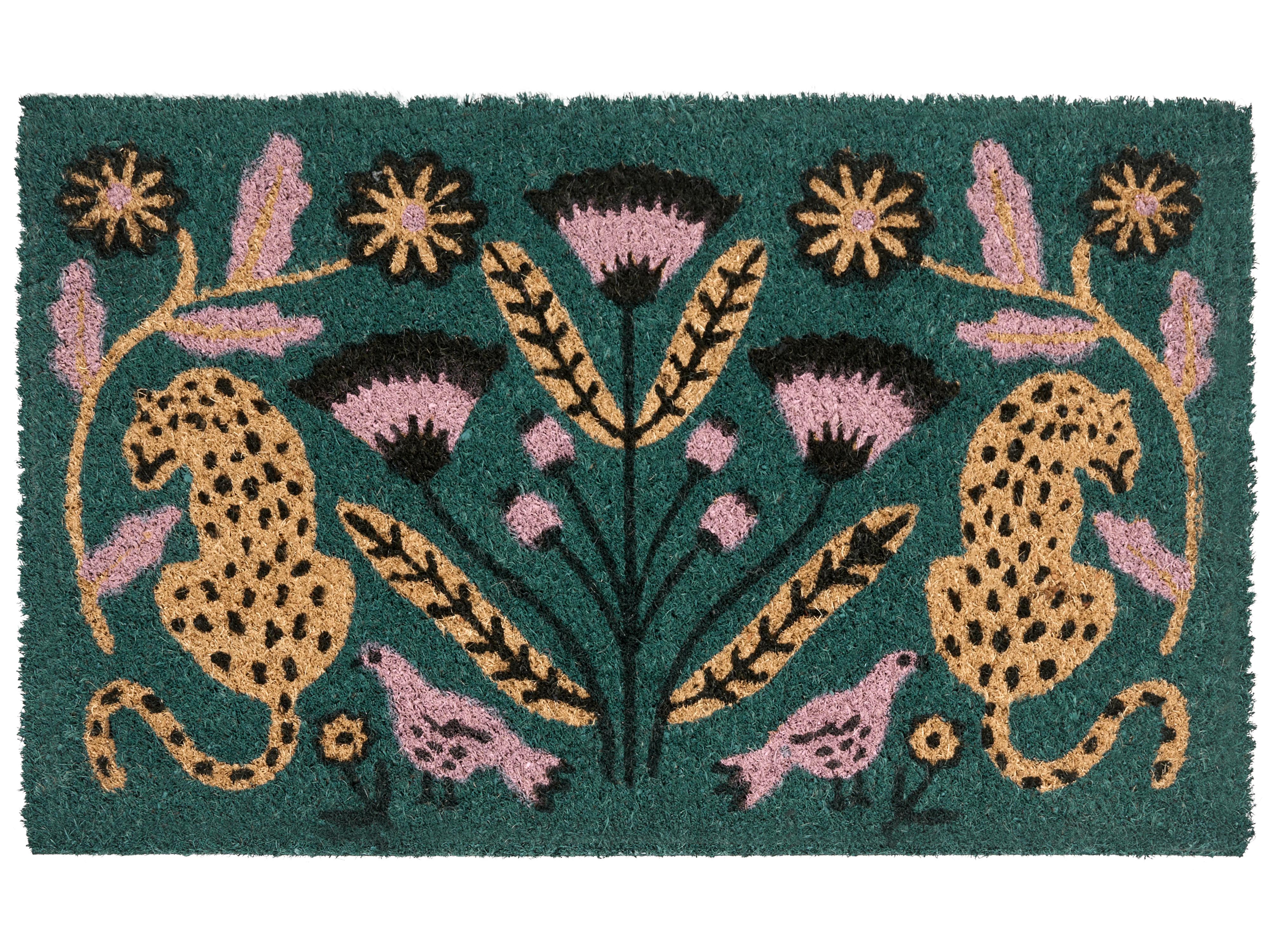 Doormat NAKNEK Multicolour 45 x 75 cm Cat Bird Flower Coir