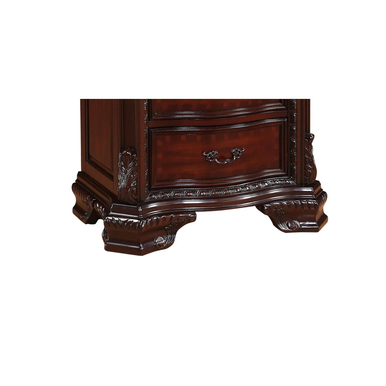 1pc Traditional Nightstand End Table with Three Storage Drawers Decorative Drawer Pulls Solid Wood Bedroom Furniture