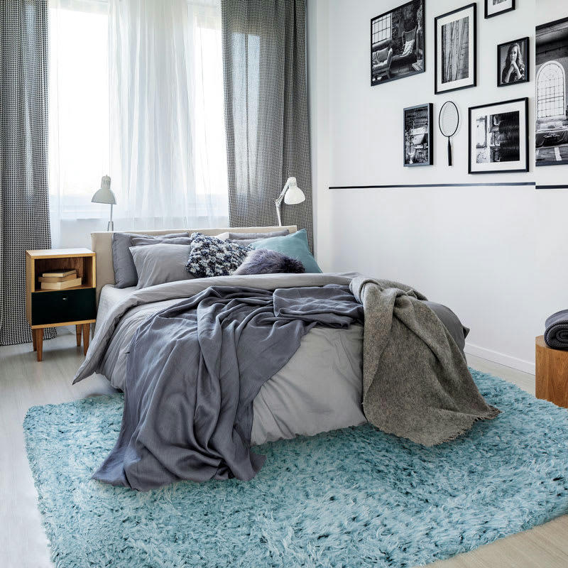 AUTHENTIK - Tapis tout doux fausse fourrure bleu clair 160x230