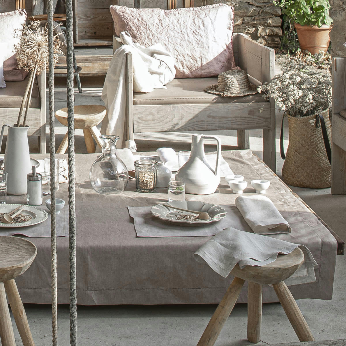 FLORENCE - Nappe en lin gris 170x250