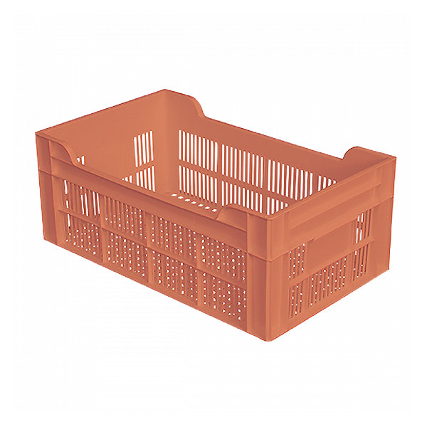 Caisse ajourée sans poignée empilable 500 X 300 20 L - terracotta