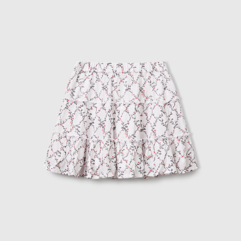 Floral mini skirt with ruffle